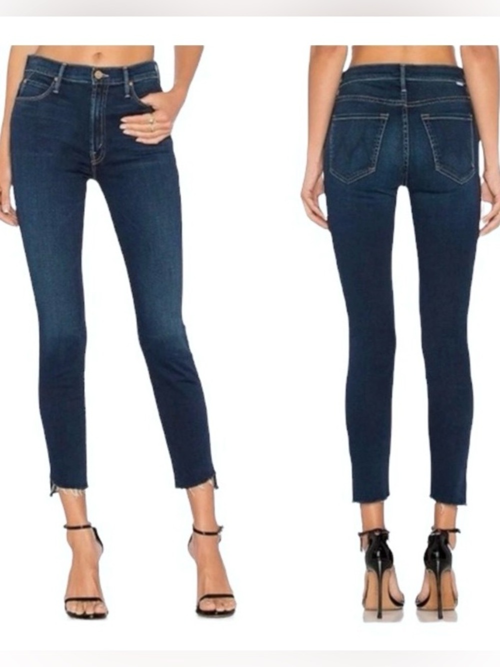 MOTHER Stunner Ankle Step Fray Jeans 28 Dark A Trip Down Memory Lane Slim Crop